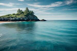 bleu océan vagues et Soleil des rayons dans le océan photo