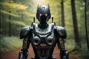 une robot permanent dans le les bois photo