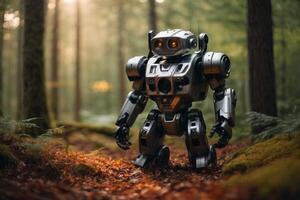 une robot permanent dans le les bois photo