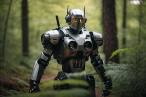 une robot permanent dans le les bois photo