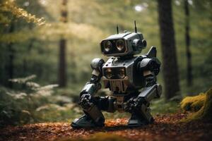 une robot permanent dans le les bois photo