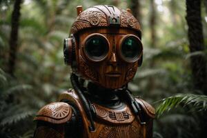 une robot permanent dans le les bois photo