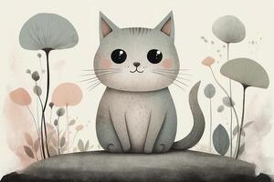 un illustration de une chat dans le les bois photo