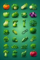 une vert cercle avec des légumes et des fruits sur il photo