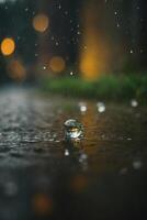 Contexte de pluie sur flou bokeh photo