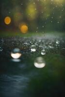 Contexte de pluie sur flou bokeh photo