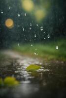 Contexte de pluie sur flou bokeh photo