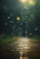 Contexte de pluie sur flou bokeh photo