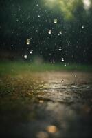 Contexte de pluie sur flou bokeh photo