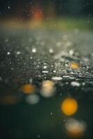 Contexte de pluie sur flou bokeh photo