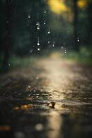 Contexte de pluie sur flou bokeh photo