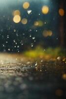 Contexte de pluie sur flou bokeh photo