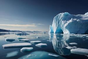 icebergs flottant dans le l'eau à le coucher du soleil photo