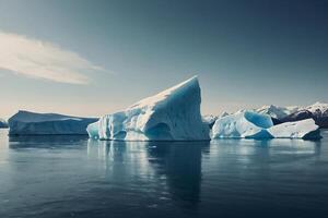 icebergs flottant dans le l'eau à le coucher du soleil photo