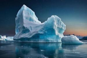 icebergs dans le l'eau avec une nuageux ciel photo