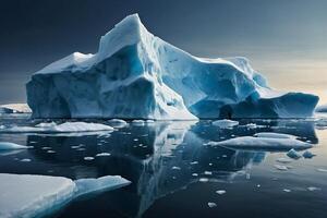 icebergs à nuit dans le océan avec une laiteux façon dans le Contexte photo