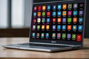 une portable avec beaucoup différent applications sur il photo