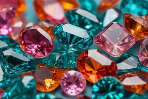 coloré diamants sur une foncé Contexte photo