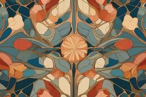 art nouveau floral modèle dans bleu, Orange et marron photo