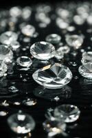 diamants sur une noir surface avec l'eau photo