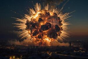 une grand explosion est vu dans le ciel photo