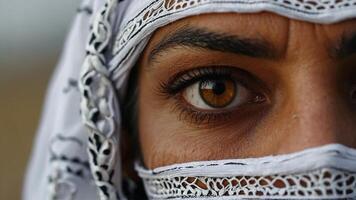 une femme portant une voile regards à le caméra photo