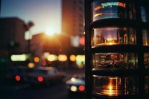 une rue lampe avec une réflexion de voitures dans le Contexte photo