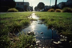 une herbeux zone avec rochers et herbe photo