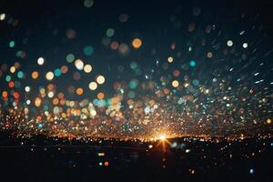 une nuit ciel avec beaucoup lumières et bokeh photo