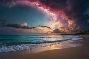 une coloré nuage est vu plus de le océan photo