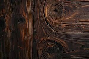 ai généré en bois texture Contexte avec foncé marron bois grain photo
