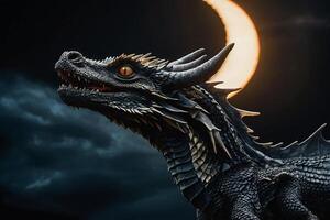une dragon avec ses tête orienté vers le Soleil photo