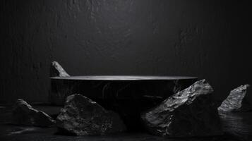 minimaliste noir Roche podium produit afficher photo