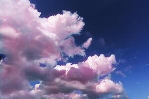 rose cirrus et cumulus sens inverse sur une bleu ciel Contexte sur une ensoleillé été journée dans bien temps photo