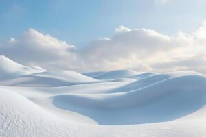 neigeux dunes en dessous de une doux nuageux ciel photo