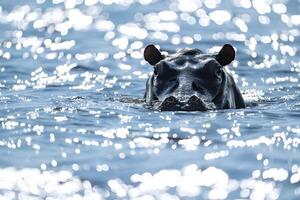 une hippopotame est nager dans le l'eau photo