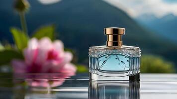 luxe parfum bouteille dans le la nature photo