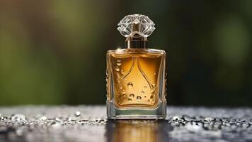 luxe parfum bouteille dans le la nature photo