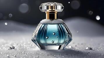 luxe parfum bouteille dans le neige photo