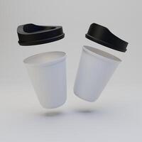 3d rendu image de café tasse moquer en haut. papier café tasse isolé sur blanc Contexte photo