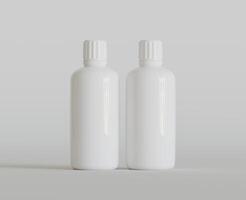 Vide blanc rond suppléments, médicament bouteille avec noir rainuré couvercle pour beauté ou en bonne santé produit. isolé sur blanc Contexte avec ombre. prêt à utilisation pour paquet conception. illustration. photo