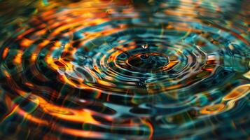 une gouttelette chutes reflétant vague motifs sur l'eau photo