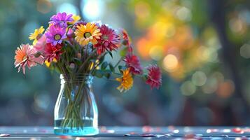 une Frais bouquet de multi coloré fleurs photo