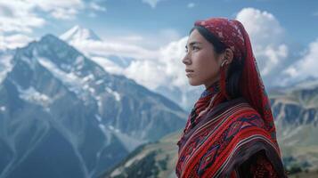 une majestueux femme dans traditionnel Vêtements photo