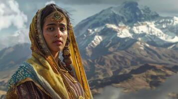 une majestueux femme dans traditionnel Vêtements photo