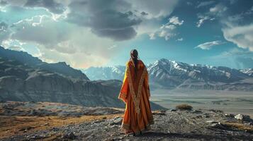 une majestueux femme dans traditionnel Vêtements photo