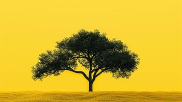 abstrait la nature vert arbre silhouette sur Jaune photo