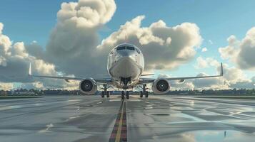 avion dans le Piste de face vue photo