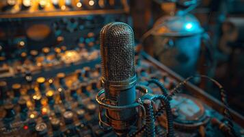 antique bleu microphone dispositif technologie photo