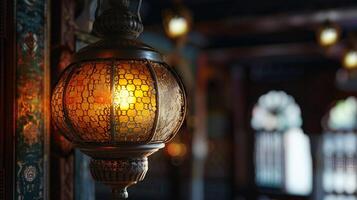 antique lanterne illuminé vieux façonné turc photo